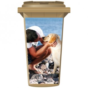 Man And Dog On The Beach Wheelie Bin Sticker Panel